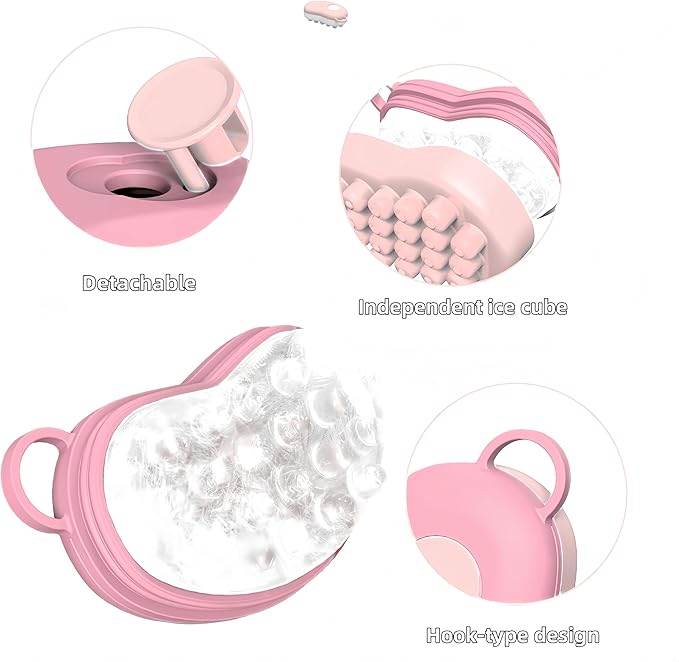 Scalp Ice Massager for Migraine Relief, Headache Care Ice Therapy Back to School Essentials, Stress & Hangover Natural Cooling Therapy Detachable Ice Compress Tool (Pink)