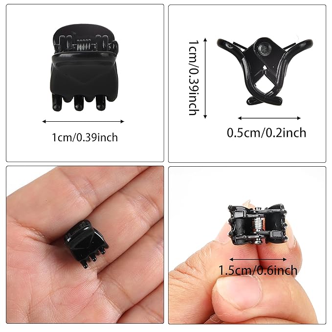 Cobahom 120PCS Mini Claw Hair Clips, 0.39 Inch/1cm Claw Clips for Hair, No-Slip Plastic Small Jaw Clips for Fine Thin Hair, Micro Hair Clips for Women Girls, Brown, Black, Clear