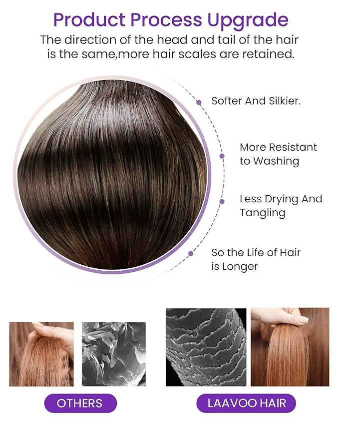 LaaVoo Hair Extensions Tape in Human Hair Ombre Tape in Hair Extensions Balayage Dark Brown to Medium Brown Mix Golden Brown Tape on Extensions Seamless 22inch 50g 20pcs