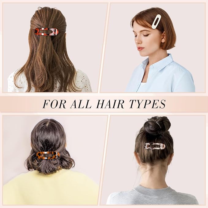 15 PCS Flat Hair Clips for Women & Girls, 5 Colors French Flat Claw Clips 3 Sizes Accessories Barrettes for Thin Thick Fine Hair
