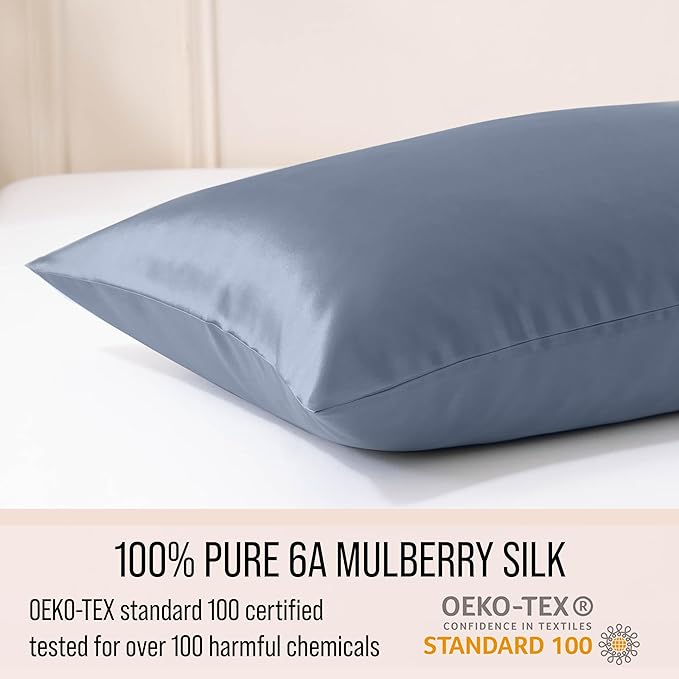 Bella Coterie Luxury Silk Pillowcase for Hair and Skin | 30 Momme | 100% Pure 6A Mulberry Silk | Super Soft | Perfectly Plush [Standard, Cobalt]