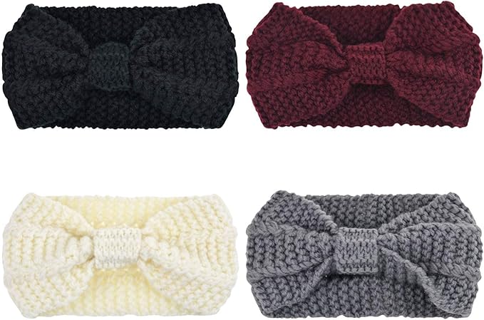 DRESHOW Knit Crochet Headband for Women Ear Warmer Soft Turban Stretch Warmer Headbands Winter Fashion Head Wrap