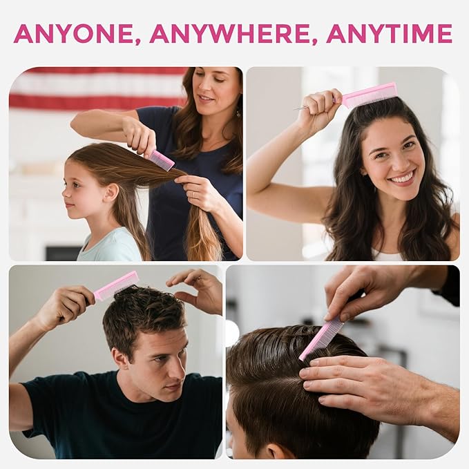 9 Inch Rat Tail Comb Carbon Fiber Heat Resistant Teasing Comb with Metal Pick Styling Parting Lightweight Sectioning Fine Tooth Combs for Women Girls Men
