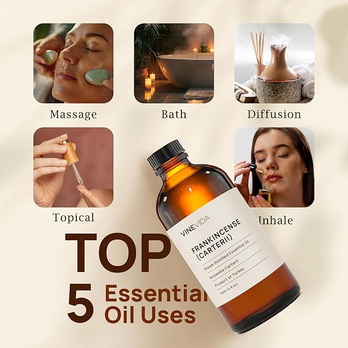 VINEVIDA Frankincense Essential Oil - Undiluted, 10 mL - DIY Candle Scents, Safe for Soap Making