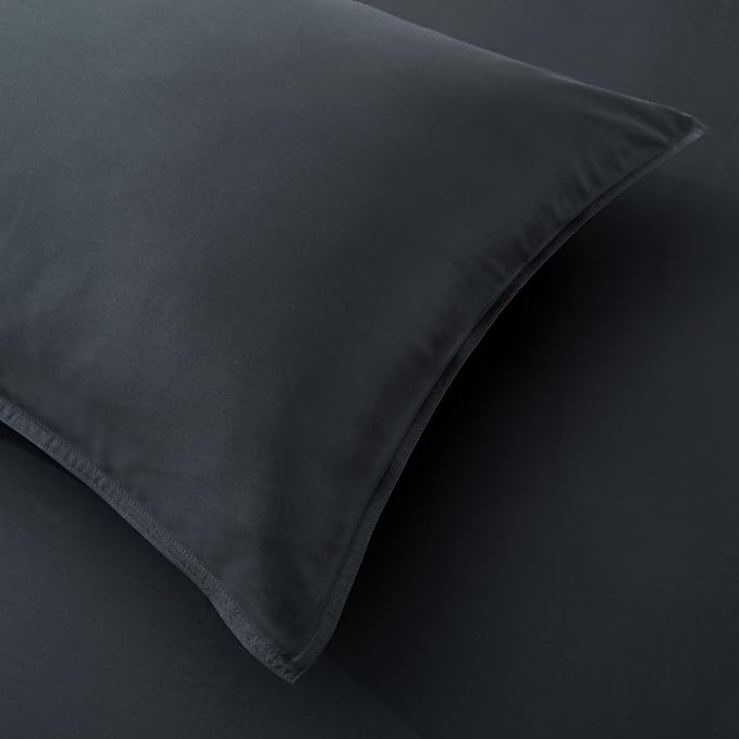 Luxury Bamboo Market | King Envelope Pillowcase Set | 100% Viscose Made from Bamboo | Organically Grown | Ultra Soft | Cooling | 2pcs [Charcoal Grey]