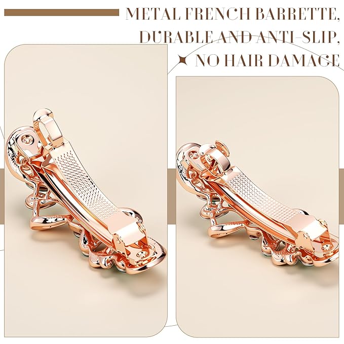 Geyoga 6 Pieces Vintage Hair Barrettes for Women Retro Flower French Pearl Crystal Rhinestones Clips Hair Pins for Women Styling Accessories(Bright Style)