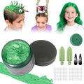 Temporary Hair Color Wax Kit, Stocking Stuffers for Teen Girls, Instant Hair Dye Color Wax Washable Natural Hair Color Cream for DIY Hairstyle on Crazy Hair Day, Children's Day, St. Patrick's (Green)