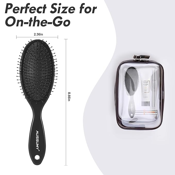 Air Cushion Detangling Hair Brush - 2 Pack Detangler Hairbrush with Ultra Soft Bristles for Effortless Tangle Removal - For Wet Dry Damaged Curly Hair for Women Men Boys Girls Kids - Black & Green