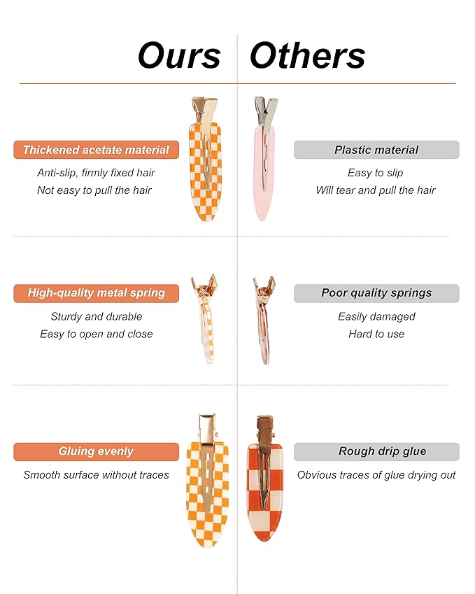 No Crease Hair Clips, 18 Pcs Checkerboard No Bend Clips, Acrylic Resin Styling Makeup Creaseless Flat Clips for Women Girls