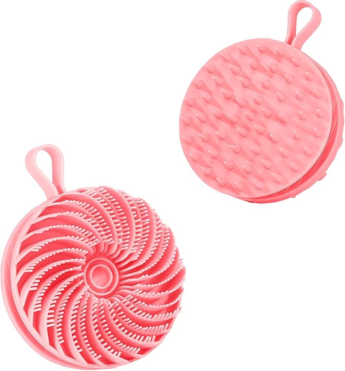 Larger Silicone Body Scrubber&Scalp Massager Hair Growth,Dual Sided Dual-Use,Exfoliating Body Scrubber,Wet&Dry Brush for Hair Massager Scalp,Silicone Shower Scrubber(Pink)