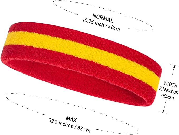 ONUPGO Sweatband Headbands for Men & Women -12PCS Sports Headbands Moisture Wicking Athletic Cotton Terry Cloth Headband for Tennis,Basketball,Football,Gym,Working Out