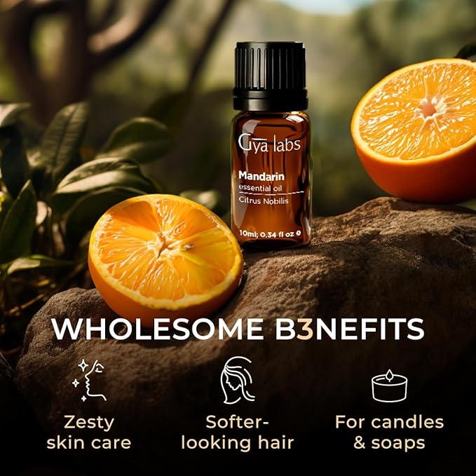 Gya Labs Mandarin Essential Oil - 0.34 Fl Oz - for Hair, Skin, Diffuser, Aromatherapy & DIY Candle Making Scent