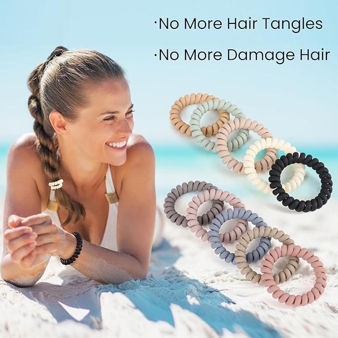 79STYLE 30pcs Spiral Hair Ties No Crease Coil Hair Ties Platics Coiled Phone Cord Ponytail Holder Large Sprial Hair Scrunchies For Women Thick Curly Hair Girls