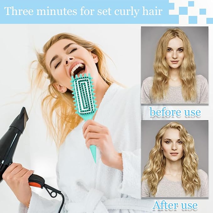 Curly Hair Brush Defining,Curly Brush Defining with Side Gear for Combing, Shaping,and Styling bounce,Lightweight Vented Hair Brush For Wet and Dry Hair（Green Purple）