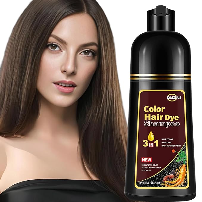 Light Brown Hair Dye Shampoo for Women Men, Natural Brown Hair Color Shampoo 3 In 1, Instant Light Brown Hair Dye Colors in Minutes, Herbal Ingredients Shampoo Hair Dye 500ml