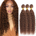 30 32 34 Inch Color #30 Human Hair Bundles Light Brown Water Wave Bundle Niegmeag Brazilian Virgin Soft and Silky Remy Hair Extensions Color #30 Wet and Wavy Bundle