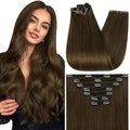 Full Shine Clip in Extensions Real Human Hair Brown 22 Inch Invisible Clip in Hair Extensions Human Hair Straight Triple Weft Medium Brown Remy Hair Extensions Clip ins 7 Pcs 120 G