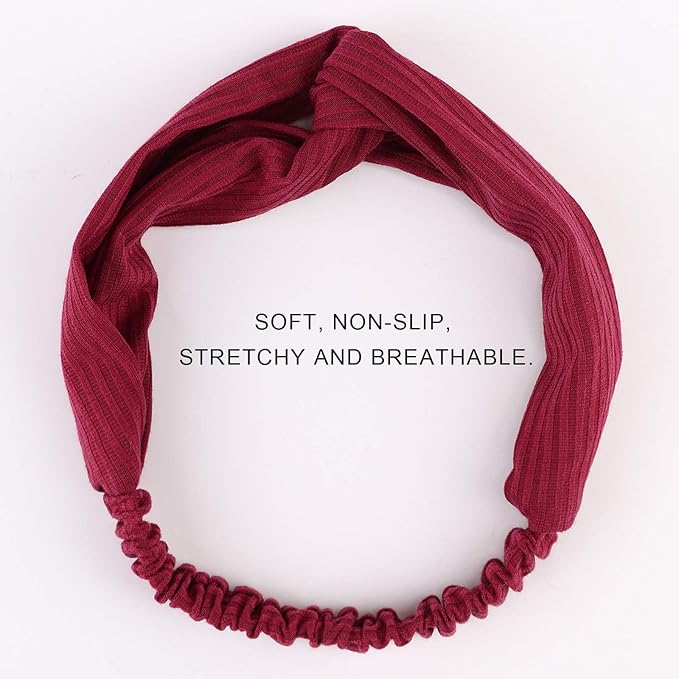 Elastic Knotted Headbands for Women Cloth Head Hair Bands for Women's Hair Non Slip Boho Wrap Twisted Hair Accessories
