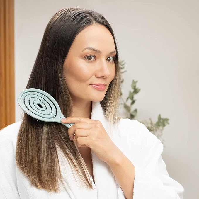 Ninabella Detangle Hair Brush for Women & Men - Does not Pull - Straightening Brushes for Straight & Curly Hair - Unique Spiral Detangling Hairbrush - Blue