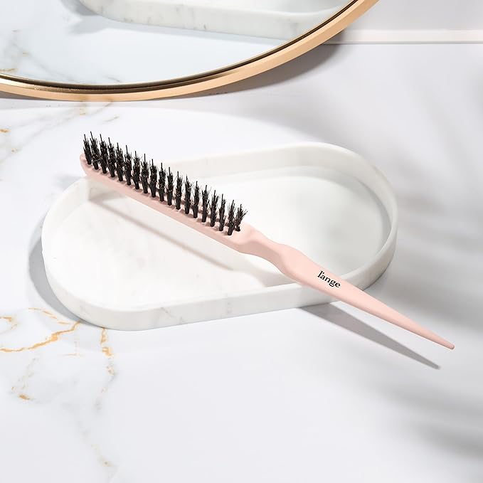 L'ANGE HAIR Detangling Teasing Brush with Nylon & Boar Bristles | Precise Sectioning | Adds Volume & Root Lift | Tames Flyaways & Frizz | Indented Grip | All Hair Types (Blush)