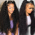 24 Inch Water Wave 13x6 HD Lace Front Wigs Human Hair Pre Plucked 200 Density Deep Part Curly Wig for Women Water Wave Frontal Wigs Human Hair