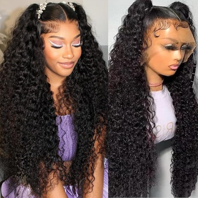 26 Inch Water Wave 13x6 HD Lace Front Wigs Human Hair Pre Plucked 200 Density Deep Part Curly Wig for Women Water Wave Frontal Wigs Human Hair