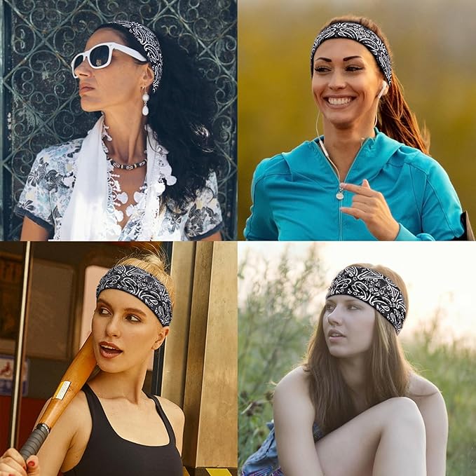 DRESHOW Yoga Sports Headbands for Women Elastic Non-Slip Headbands Workout Running Hair Bands 6 Pack
