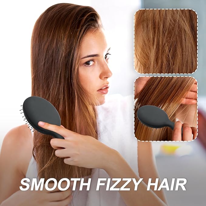 Mini Hair Bursh for Kids Women and Men, Protable Travel Size Hair Brush for Pockets Purse backpack,Mini Detangler Brush for All Hair Types, Small Hair Brush for Detangling(1 Pack-Black)