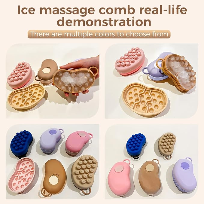 Ice Compress Scalp Massager Hair Growth Massage Comb - Upgraded Raised Dot Ice Tray Design for Tension Headache Relief and Scalp Care (Purple)