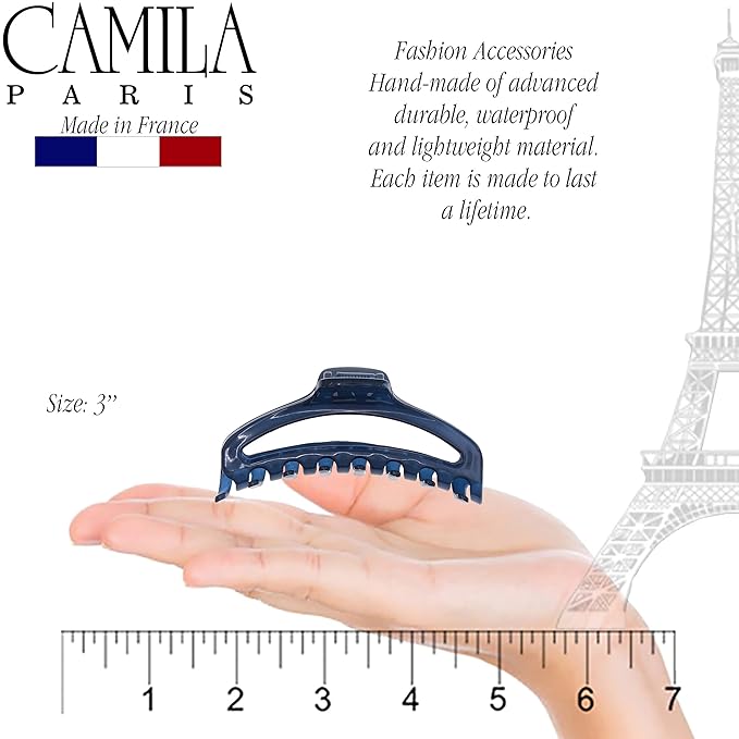 Camila Paris CP3223 French Hair Clip for Women, Small Narrow, Open, Girls Hair Claw Clips Jaw Fashion Durable and Styling Hair Accessories for Women, Strong Hold No Slip Grip, Made in France