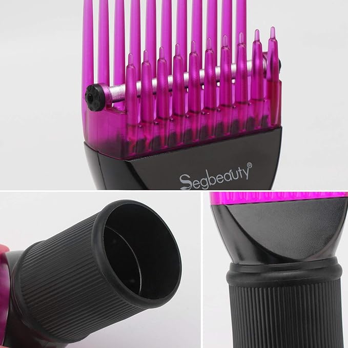 Segbeauty Blower Dryer Comb Attachment, Hair Dryer Concentrator with Brush Attachments for 1.57-1.97" Nozzle, Professional Salon Hairdressing Styling Tool for Straightening Wavy Natural Curly Hair