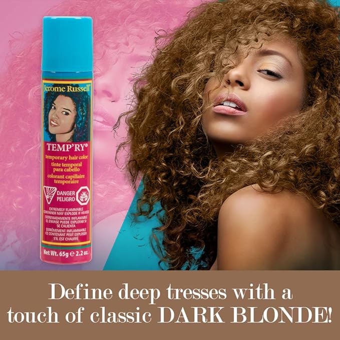 Jerome Russell Dark Blonde Intense Temporary Hair Dye Spray - Fast-Drying, Non-Sticky, Travel Size for Vivid Instant Color, 2.2 oz