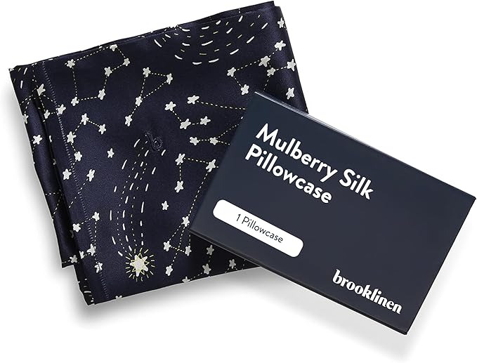 Brooklinen Mulberry Silk Pillowcase – 100% Pure Silk Pillow Case, Soft & Durable, Anti-Friction Comfort, Hight Quality Smooth Texture – Machine Washable & Breathable – Standard Size (Celestial)