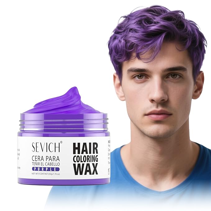 SEVICH Temporary Hair Color Wax Purple for Kids Women Men,Natural Instant Hair Wax Color,Premium Non Greasy,Easy to Wash,Travel Size,Perfect for Halloween, Children's Day,Cosplay & Parties,50g