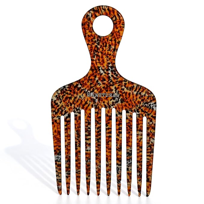 14MX Hair Comb for Women, Wide Tooth Comb for Curls, Afro Pick, 5.5 Inches, Leopard (1 PACK)
