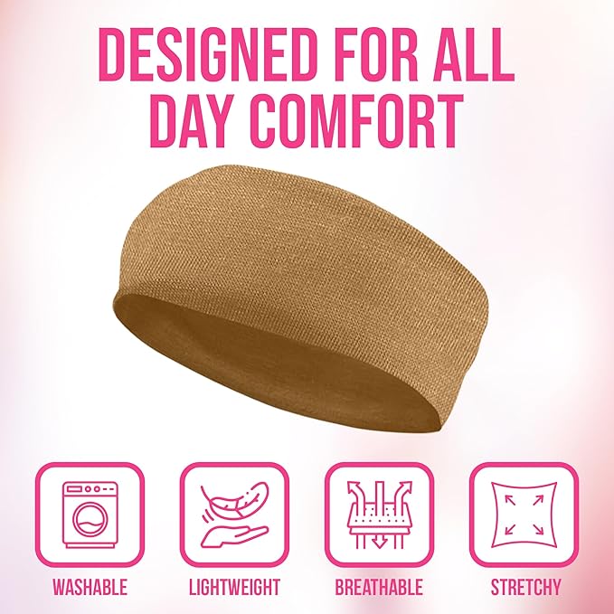 Styla Hair Headbands for Women Stretch Fashion Head Bands 10 Pack Non-Slip Head Wraps Great for Spa, Sports, Yoga, Pilates, Running, Gym Headband, Workouts (Earth Tones)