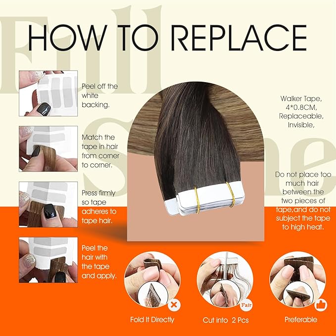 Full Shine Hair Extensions Tape in Color 4 Brown Fading to 27 And 60 Blonde Highlight 8 Brown Tape in Hair Extensions 20Inch Invisible Seamless Extensions Straight Remy Human Hair 50Gram 20Pcs