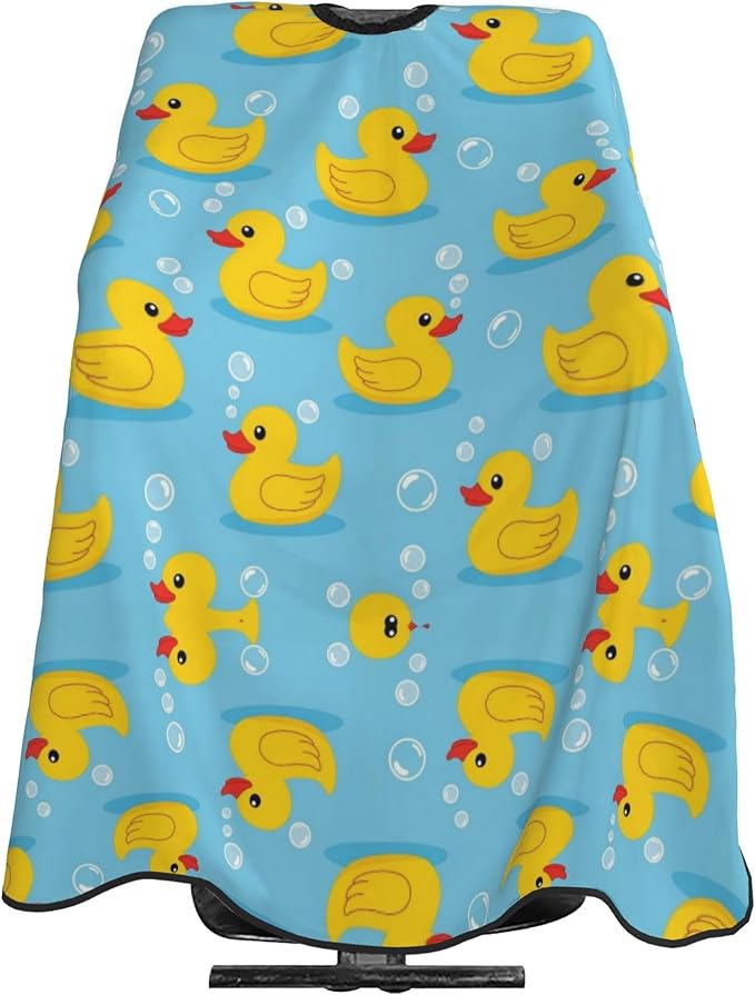 Extra Large Hair Styling Cape, Haircut Apron Yellow Rubber Ducks Soap Bubbles Blue Haircuting Salon Cape Gown for Hair Cutting Styling