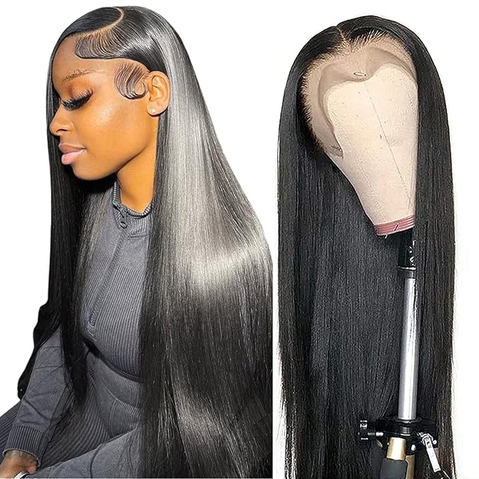 13x6 Straight Lace Front Wigs Human Hair 200 Density HD Transparent Lace Frontal Human Hair Wigs for Women Glueless Wig Pre Plucked 28 Inch