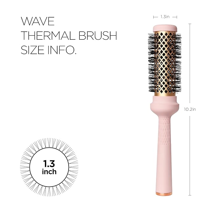 Magic Curling Round Brush (Wavy 1.3 Inch), Non-electronic, Self-Standing Round Quick Styling Brush, Great Blowout, Ceramic Coated/Ionic Thermal Barrel, Blowout Volume, Wave Styler