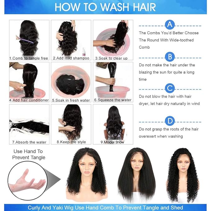 Lace Front Human Hair Wigs - Brazilian Virgin Water Wave Curly 4X4 Closure Wig for Black Women, 180% Density, Natural Color With Baby Hair (20 Inch)