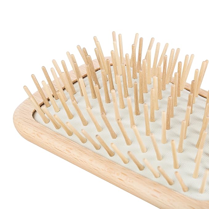 ACCA KAPPA Natural Paddle Hair Brush Wooden Pins Beechwood Anti-Static Scalp-Massage Detangler