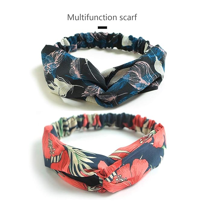 DRESHOW 10 Pack Boho Headbands for Women Girls Criss Cross Elastic Hair Band Twisted Head Wrap Floral Hair Accessories