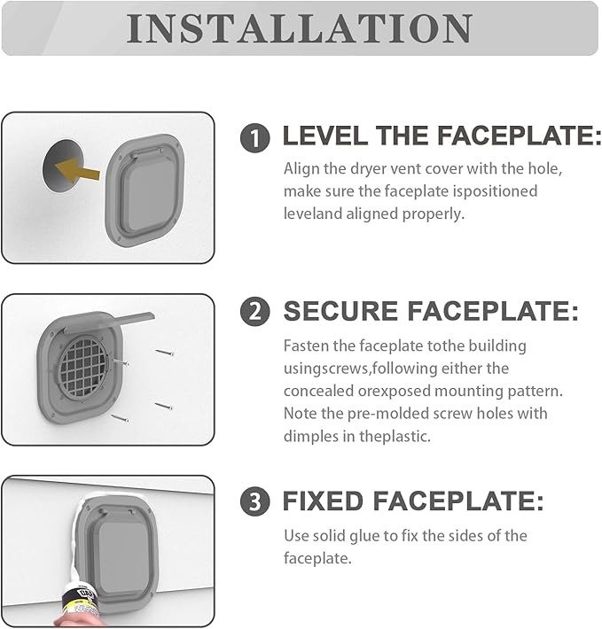Dryer Vent Cover Outside 4 inch, Magnetic Door Design, Durable Airflow Vent with Lint Trap Screen, Thickened Material, 7 inch x 7 inch Size, Grey