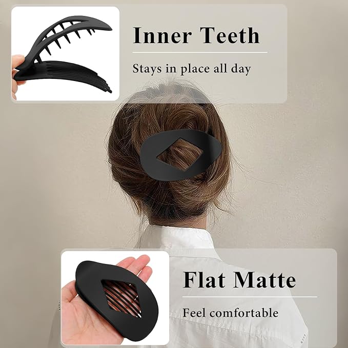 Flat Hair Clips for Women, 8 Pcs Matte No-Slip Flat Claw Clips for Girls,Cute Large Strong Hold No Crease Barrettes for Thick Thin Curly Hair,French Styling Accessories&Gifts for Women (Neutral Color)