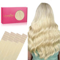 WENNALIFE Tape in Hair Extensions Human Hair, 20pcs 50g 22 inch Bleach Blonde Remy Hair Extensions Straight Human Hair Tape in Extensions Skin Weft Tape Extensions Human Hair