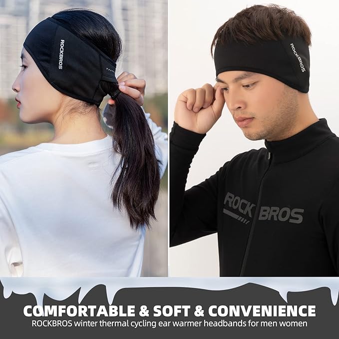 ROCKBROS Fleece Ear Warmers Earmuffs Headband Men Women for Running Skiing Cycling Warm Ear Cover for Winter Cold Weather