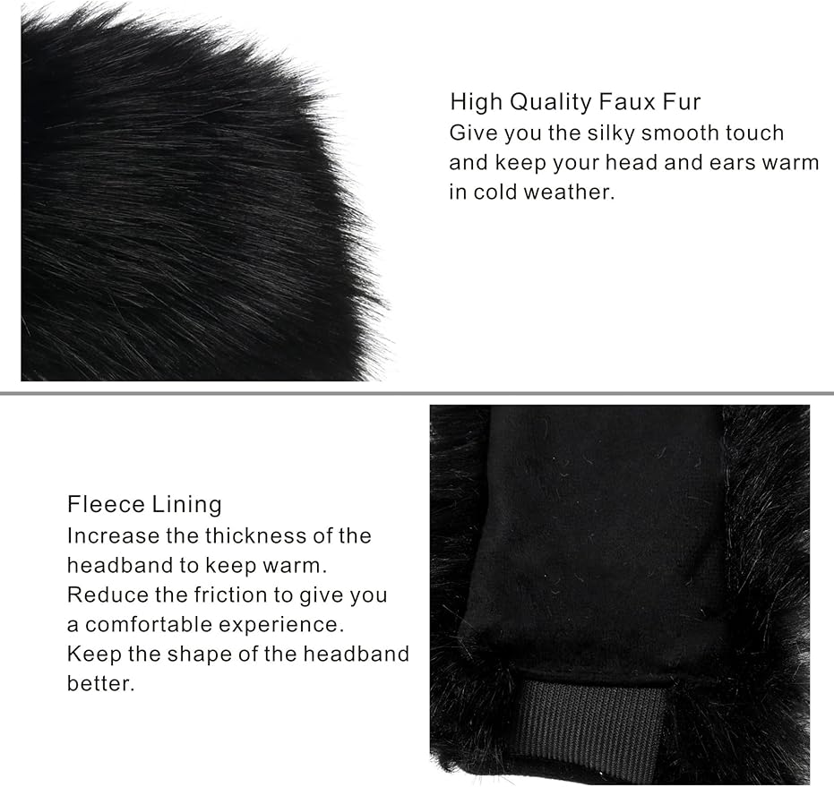 Faux Fur Headband for Women Winter Earwarmer Earmuff with Elastic