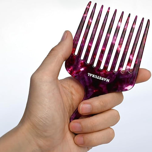 14MX Hair Comb for Women, Curly Hair Picks, Wide Tooth Comb for Curls, Afro Pick, 5.5 inches(14 cm), Purple, 1 PACK
