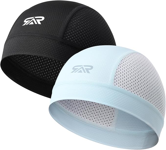 SUNMECI 2 Pcs Cooling Breathable Mesh Skull Cap for Men Women Lightweight Quick Dry Cycling Moto Helmet Hard Hat Liner
